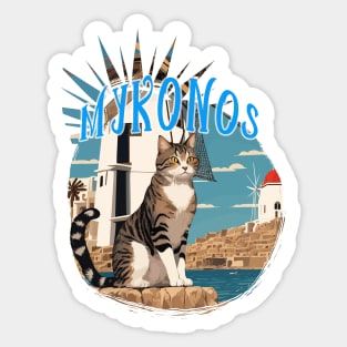 A Cute Cat In Mykonos Sticker